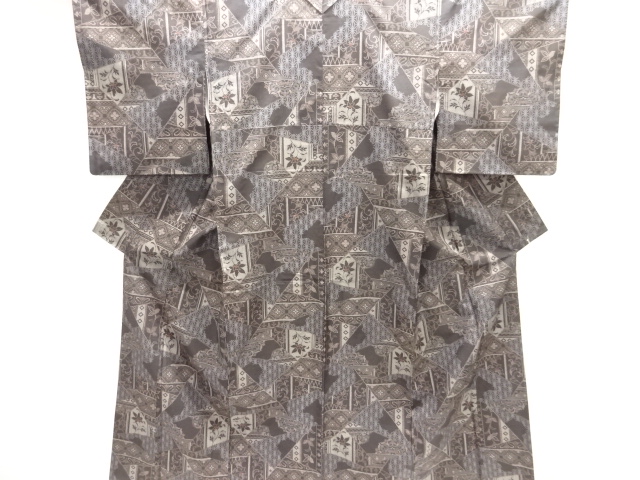 JAPANESE KIMONO / DORO OSHIMA TSUMUGI (5 maruki) / WOVEN TRADITIONAL PATTERN
